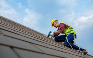 Commercial roof in Ontario being replaced by contractors